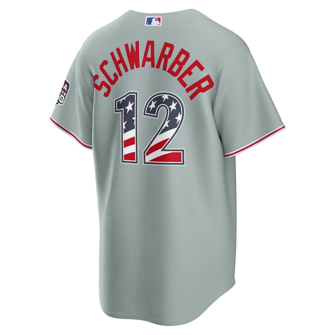 Philadelphia Phillies Kyle Schwarber USA 250 Fourth of July Road Stadium Jersey (Gray)