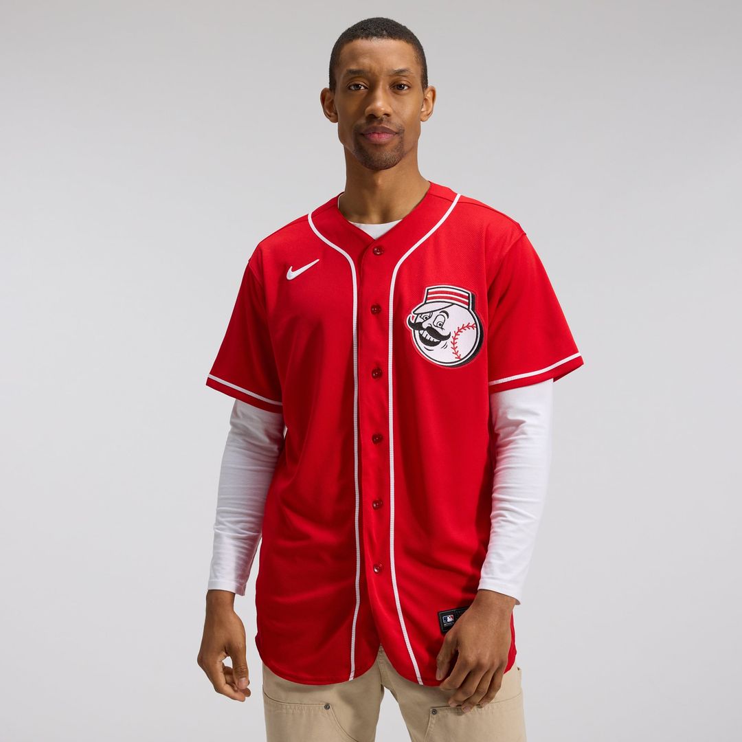 Cincinnati Reds Alternate Authentic Team Logo Jersey (Scarlet)