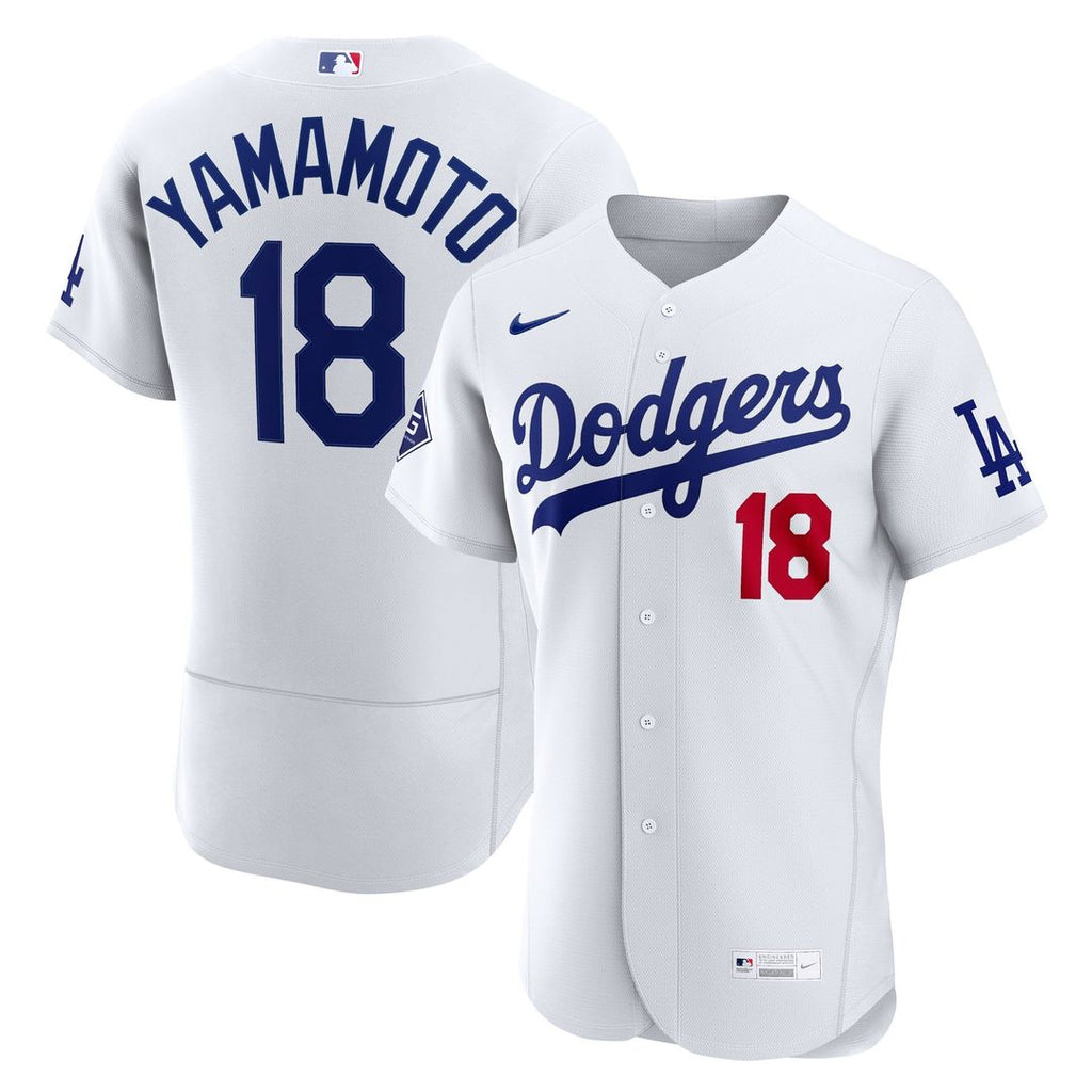 Los Angeles Dodgers Yoshinobu Yamamoto Home Authentic Sponsor Patch Jersey (White)