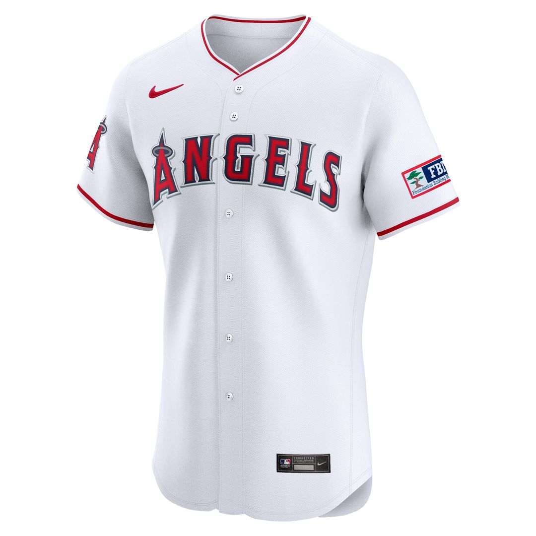 Los Angeles Angels Home Elite Patch Jersey (White)