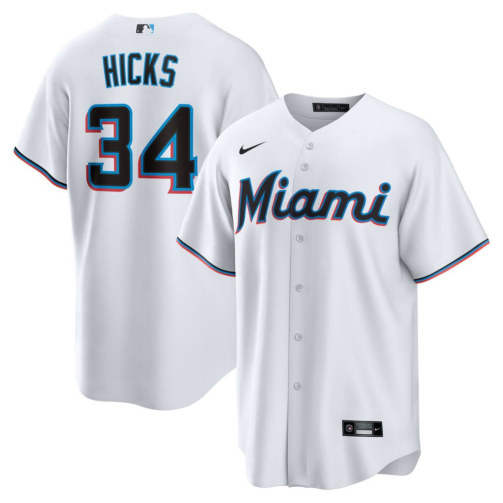 Miami Marlins Liam Hicks Home Replica Jersey (White)