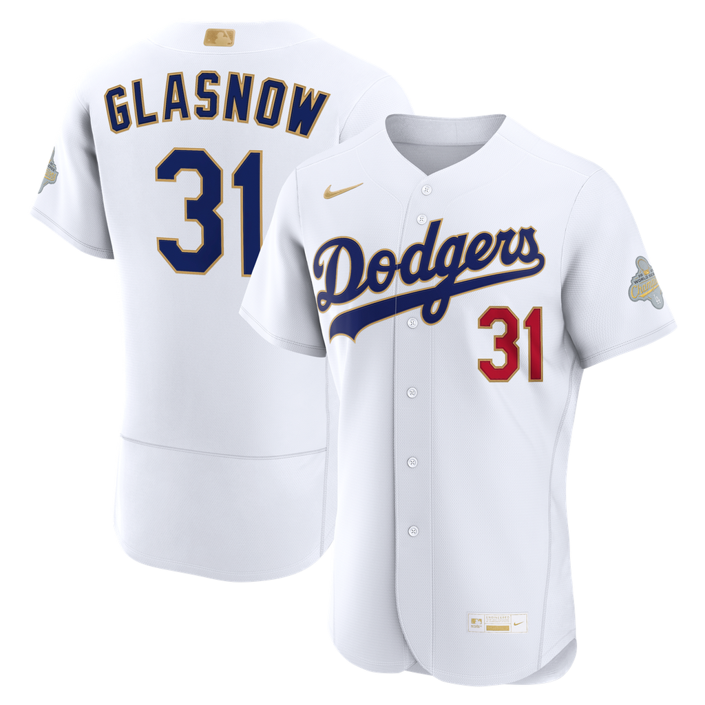 Los Angeles Dodgers Tyler Glasnow 2026 Gold Collection Authentic Jersey (White)