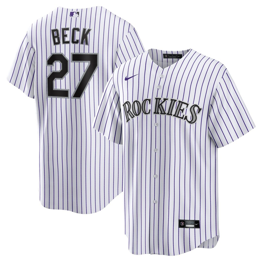 Colorado Rockies Jordan Beck Home Replica Jersey (White)