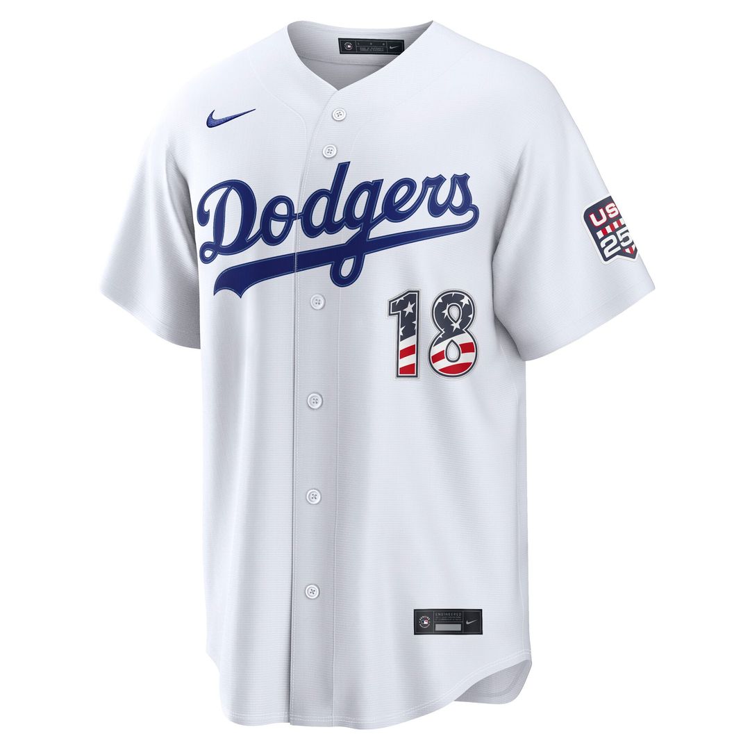 Los Angeles Dodgers Yoshinobu Yamamoto USA 250 Fourth of July Home Stadium Jersey (White)