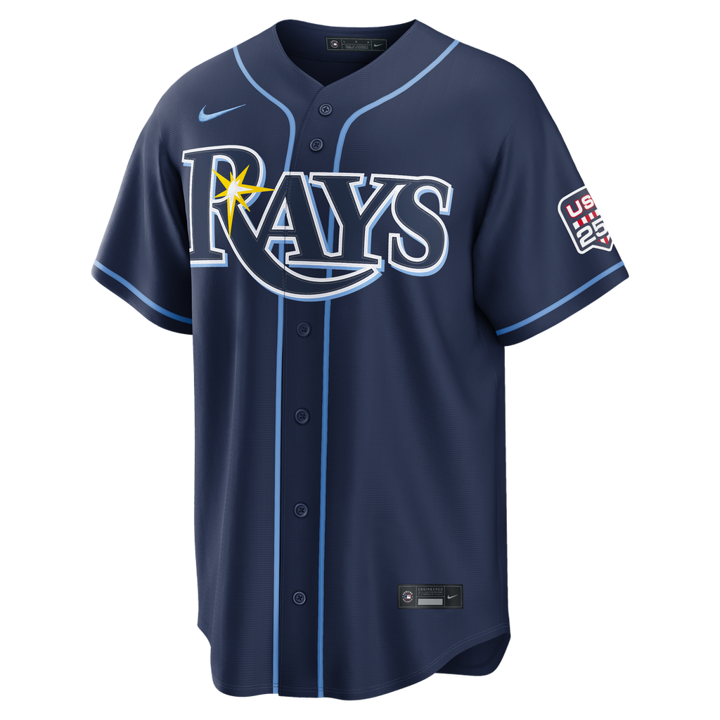 Tampa Bay Rays Junior Caminero USA 250 Fourth of July Road Stadium Jersey (Navy)
