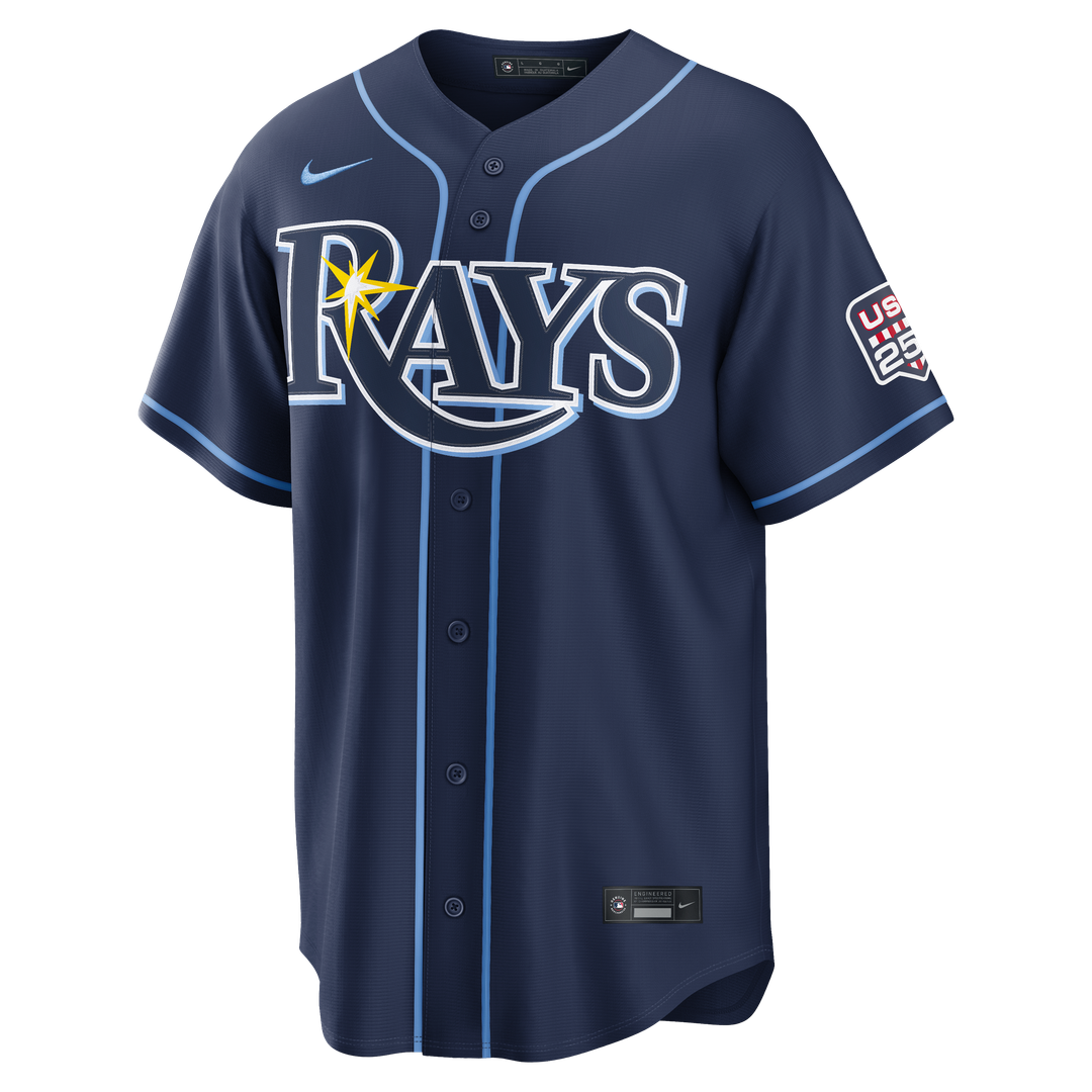 Tampa Bay Rays Junior Caminero USA 250 Fourth of July Road Stadium Jersey (Navy)