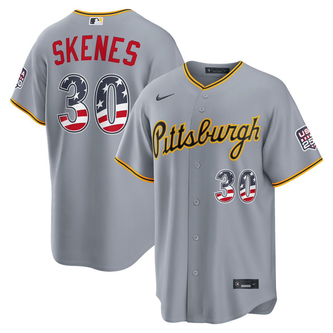Pittsburgh Pirates Paul Skenes USA 250 Fourth of July Road Stadium Jersey (Gray)