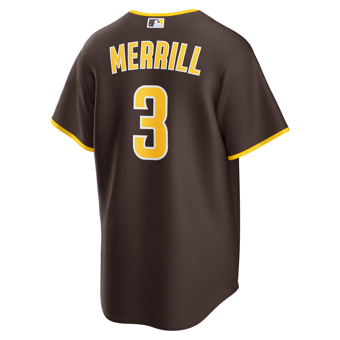 San Diego Padres Jackson Merrill Road Replica Jersey (Brown)