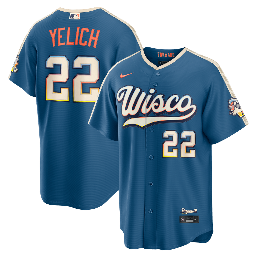 Milwaukee Brewers Christian Yelich 2026 City Connect Stadium Jersey (Mineral Blue)