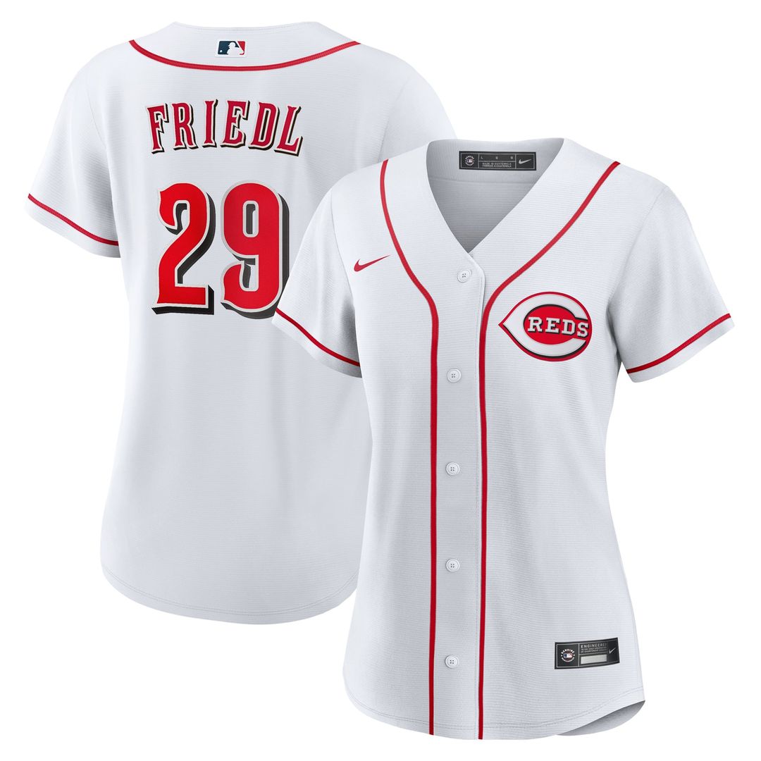 Cincinnati Reds TJ Friedl Women's Home Replica Jersey (White)