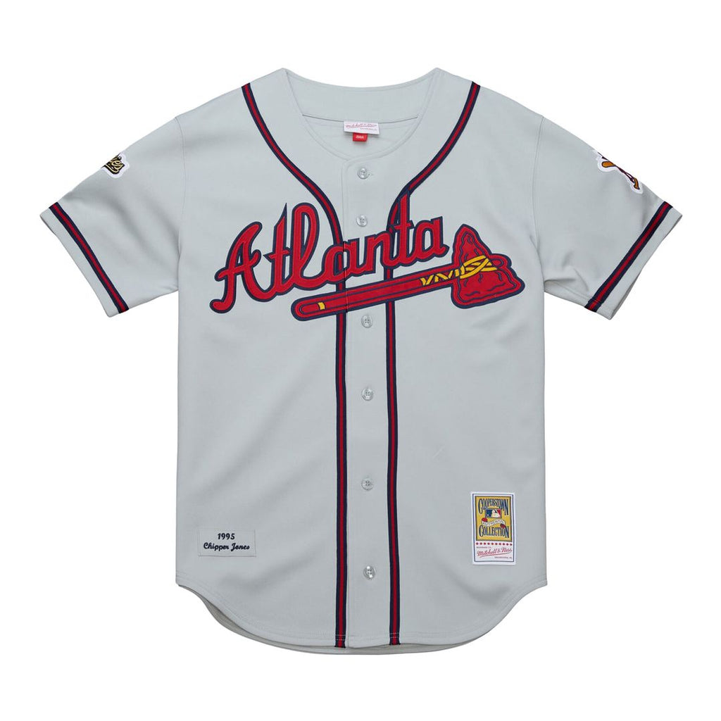 Atlanta Braves Chipper Jones 1995 Throwback Authentic Jersey (Gray)