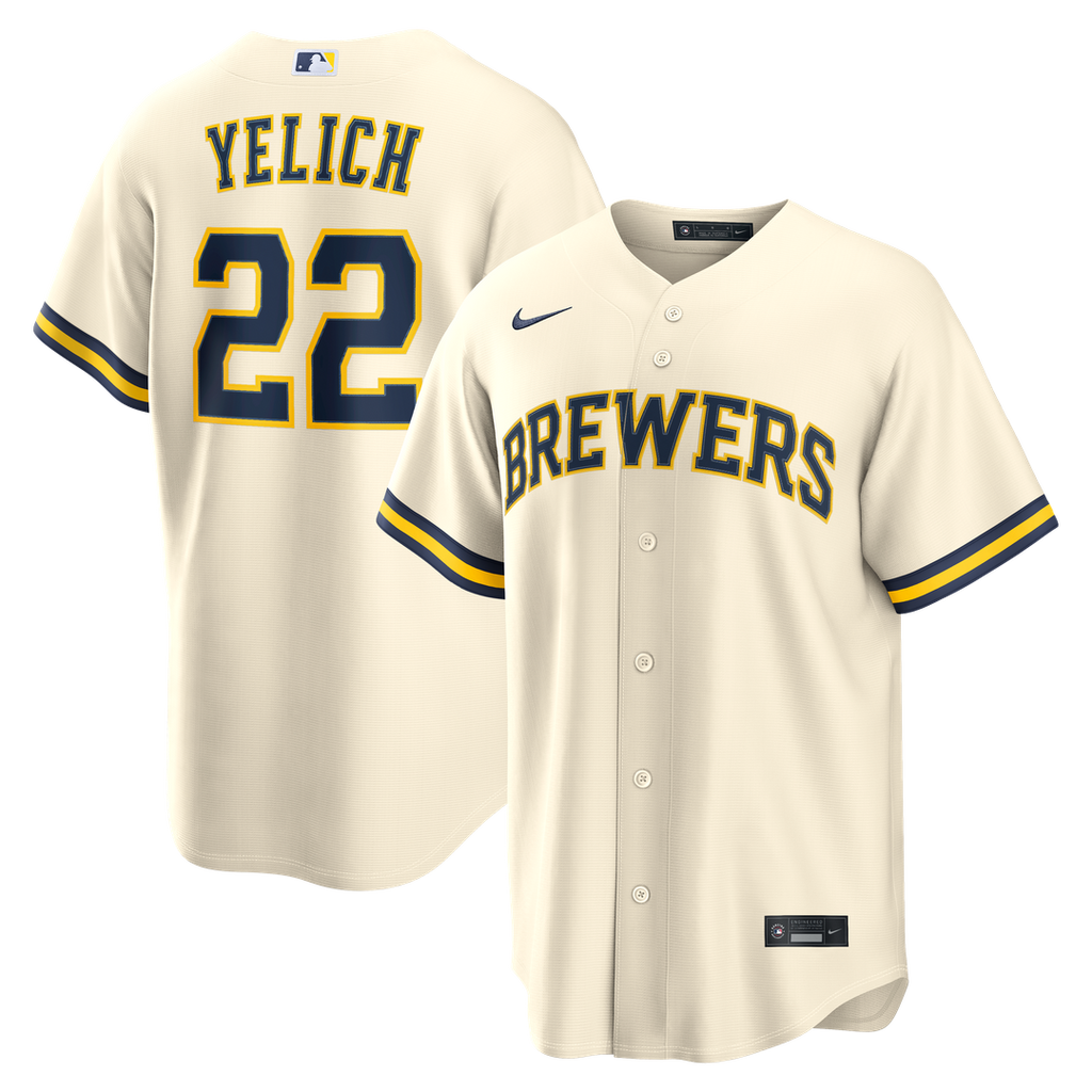 Milwaukee Brewers Christian Yelich Home Replica Jersey (Cream)