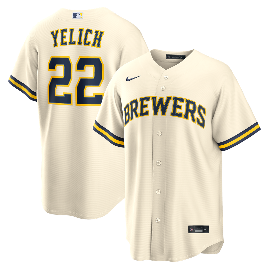 Milwaukee Brewers Christian Yelich Home Replica Jersey (Cream)