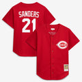 Cincinnati Reds Deion Sanders Cooperstown Mesh Batting Practice Button-Up Jersey (Red)