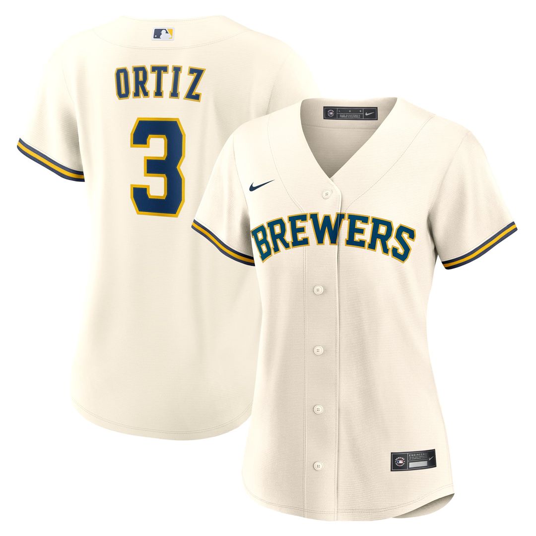 Milwaukee Brewers Joey Ortiz Women's Home Replica Jersey (Cream)