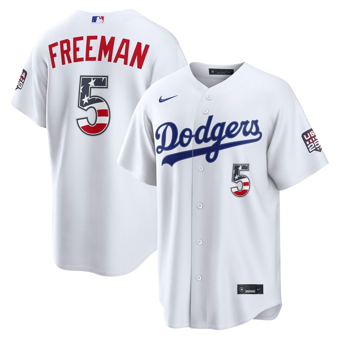 Los Angeles Dodgers Freddie Freeman USA 250 Fourth of July Home Stadium Jersey (White)