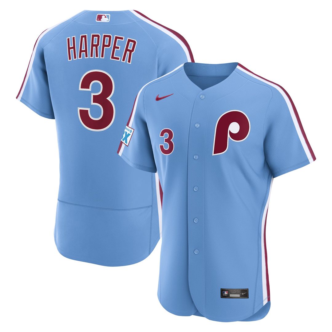 Philadelphia Phillies Bryce Harper Alternate Authentic Sponsor Patch Jersey (Cream)