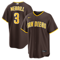 San Diego Padres Jackson Merrill Road Replica Jersey (Brown)