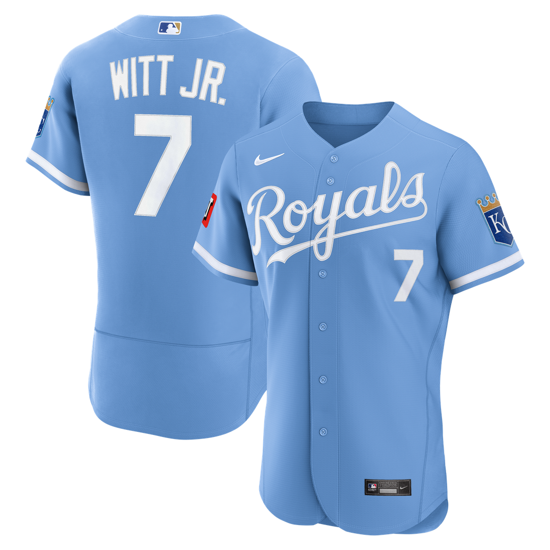 Kansas City Royals Bobby Witt Jr. Alternate Authentic Sponsor Patch Jersey (Light Blue)