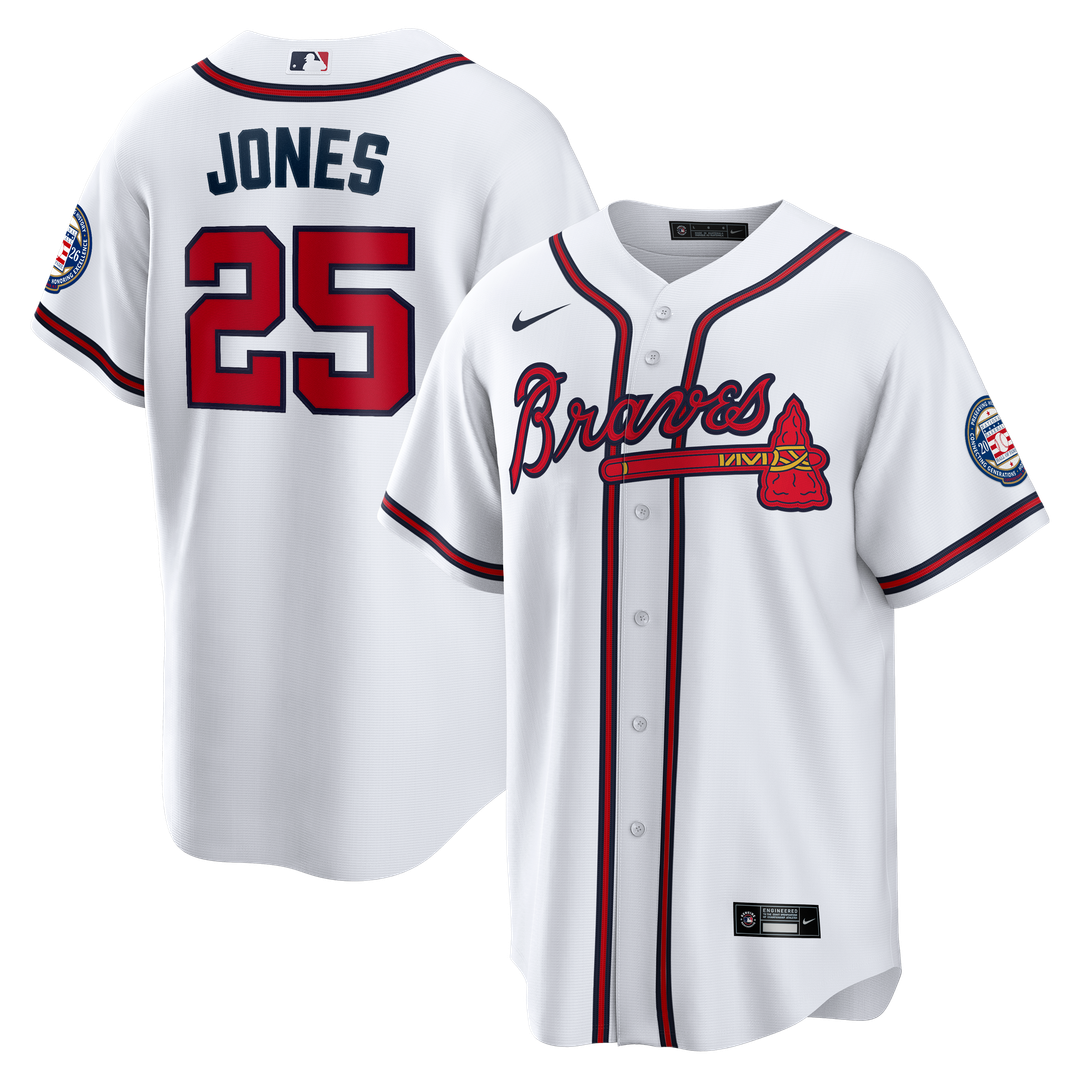 Atlanta Braves Andruw Jones Home Replica 2026 Hall of Fame Patch Jersey (White)