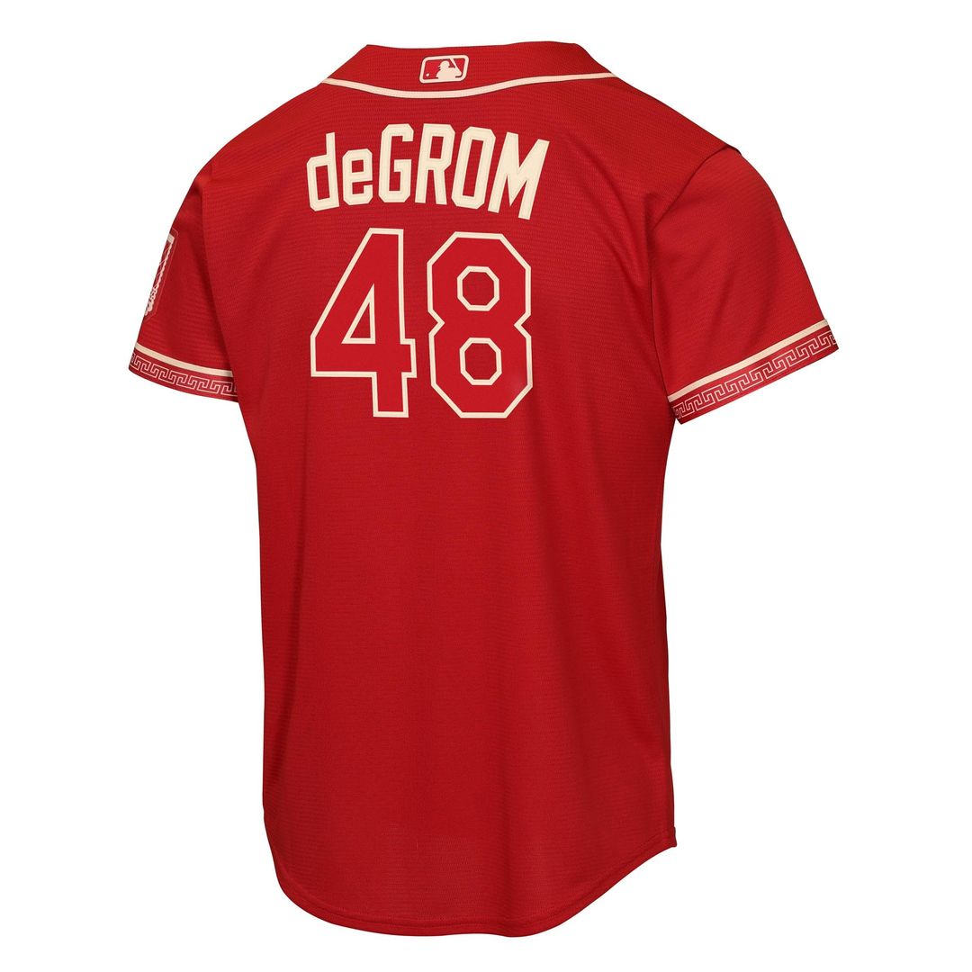 Texas Rangers Jacob deGrom Youth 2026 City Connect Stadium Jersey (Red)