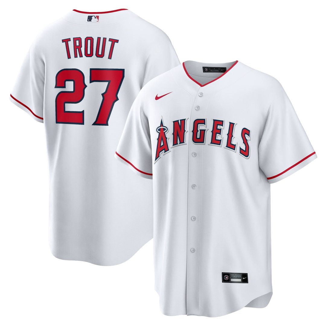 Los Angeles Angels Mike Trout Home Replica Player Name Jersey (White)