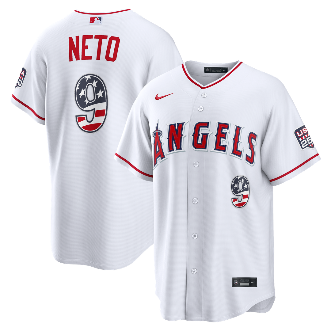 Los Angeles Angels Zach Neto USA 250 Fourth of July Stadium Jersey (White)