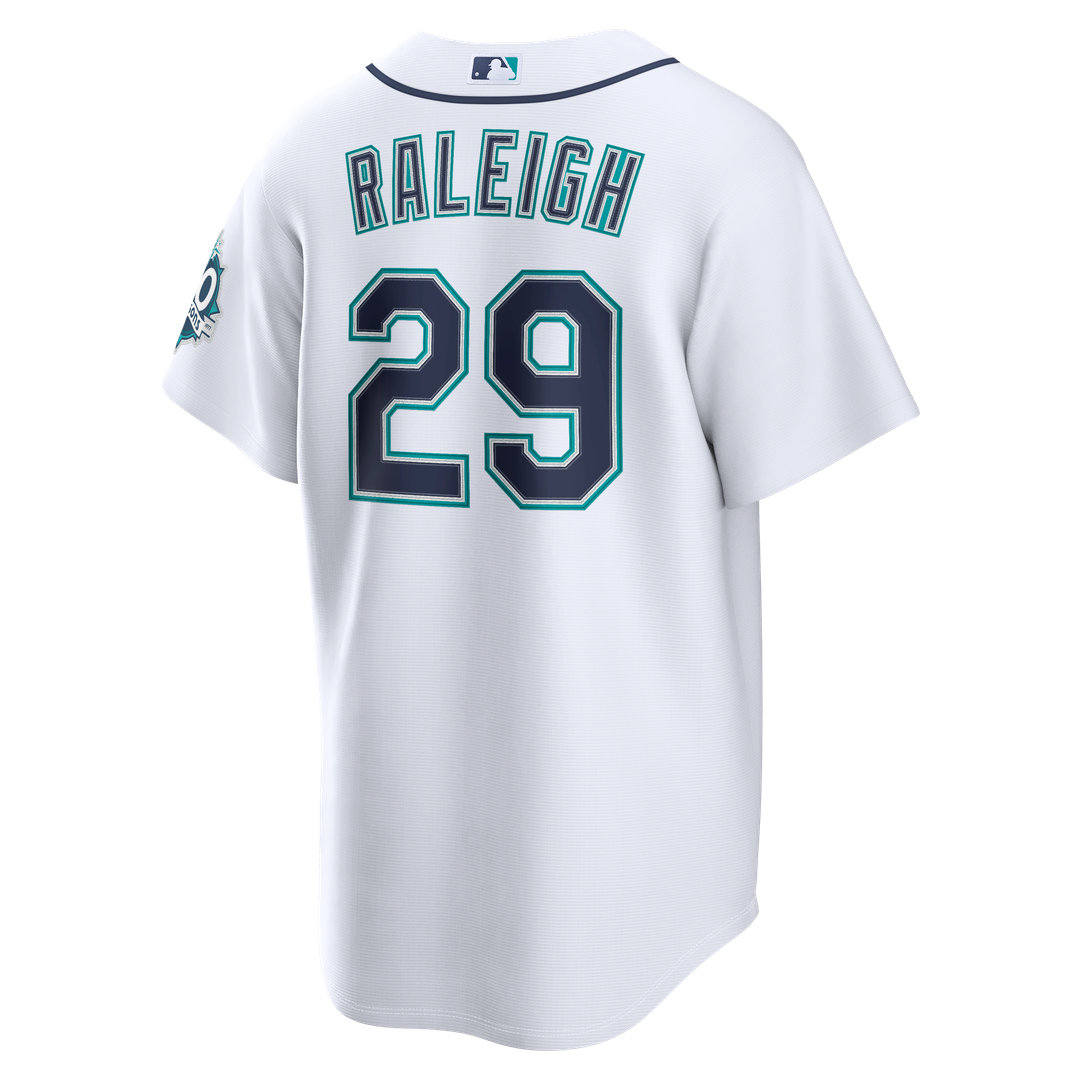 Seattle Mariners Cal Raleigh Home Stadium 50th Season Patch Jersey (White)