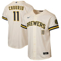 Milwaukee Brewers Jackson Chourio Youth Home Stadium Jersey (Cream)