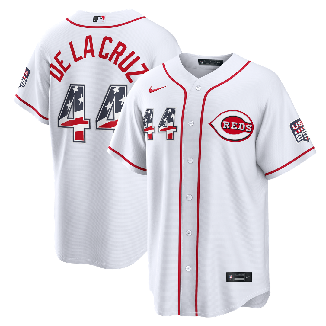 Cincinnati Reds Elly De La Cruz USA 250 Fourth of July Home Stadium Jersey (White)
