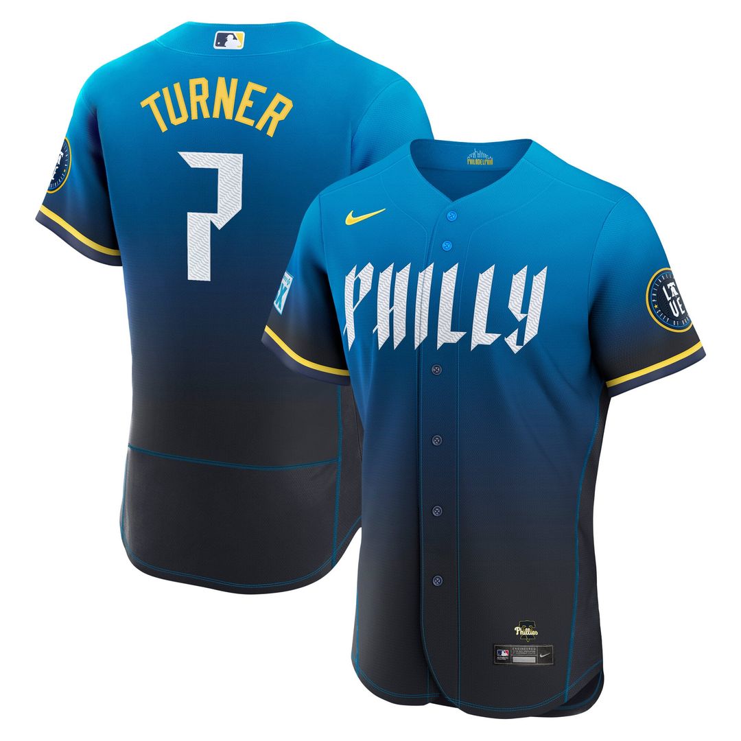 Philadelphia Phillies Trea Turner City Connect Authentic Sponsor Patch Jersey (Navy)