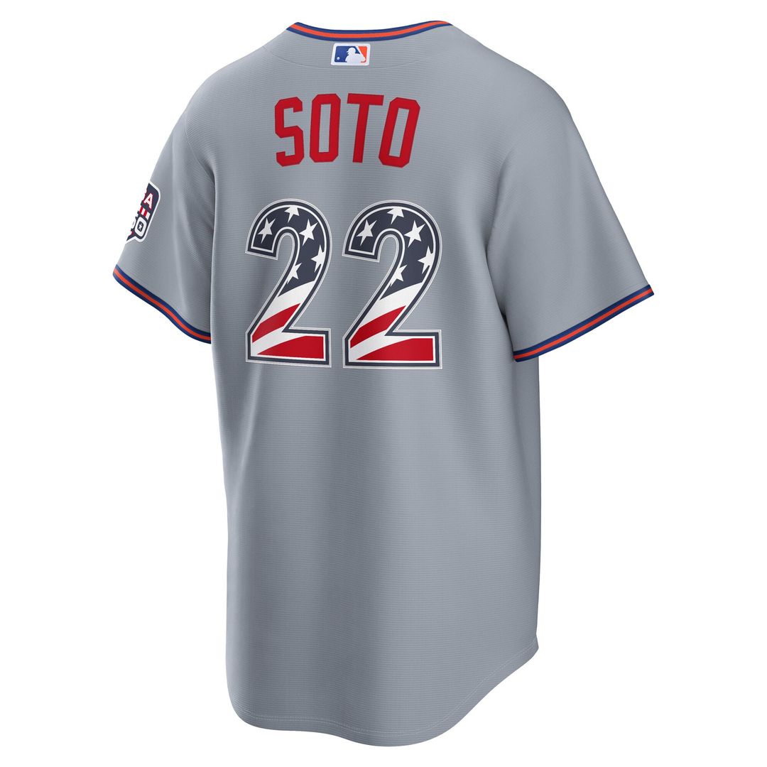 New York Mets Juan Soto USA 250 Fourth of July Road Stadium Jersey (Gray)