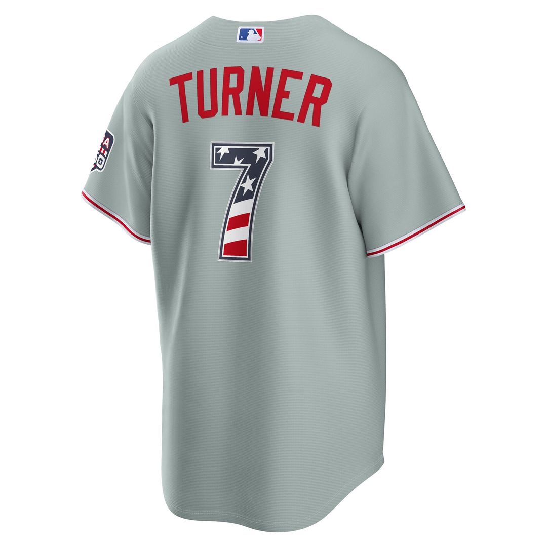 Philadelphia Phillies Trea Turner USA 250 Fourth of July Road Stadium Jersey (Gray)