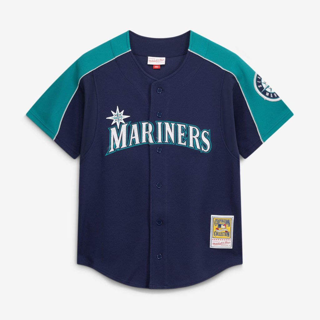 Seattle Mariners Ichiro Suzuki 2006 Cooperstown Mesh Batting Practice Button-Up Jersey (Navy)