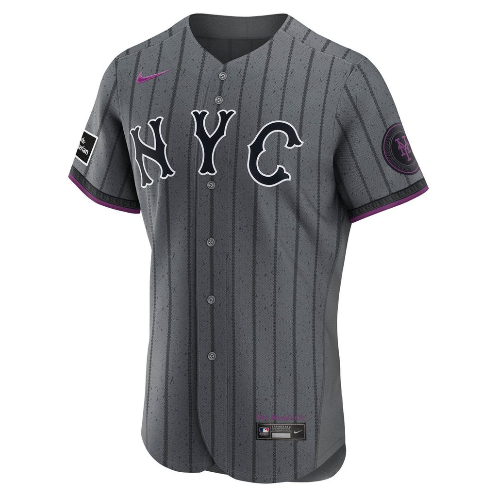 New York Mets Francisco Lindor City Connect Authentic Sponsor Patch Jersey (Gray)