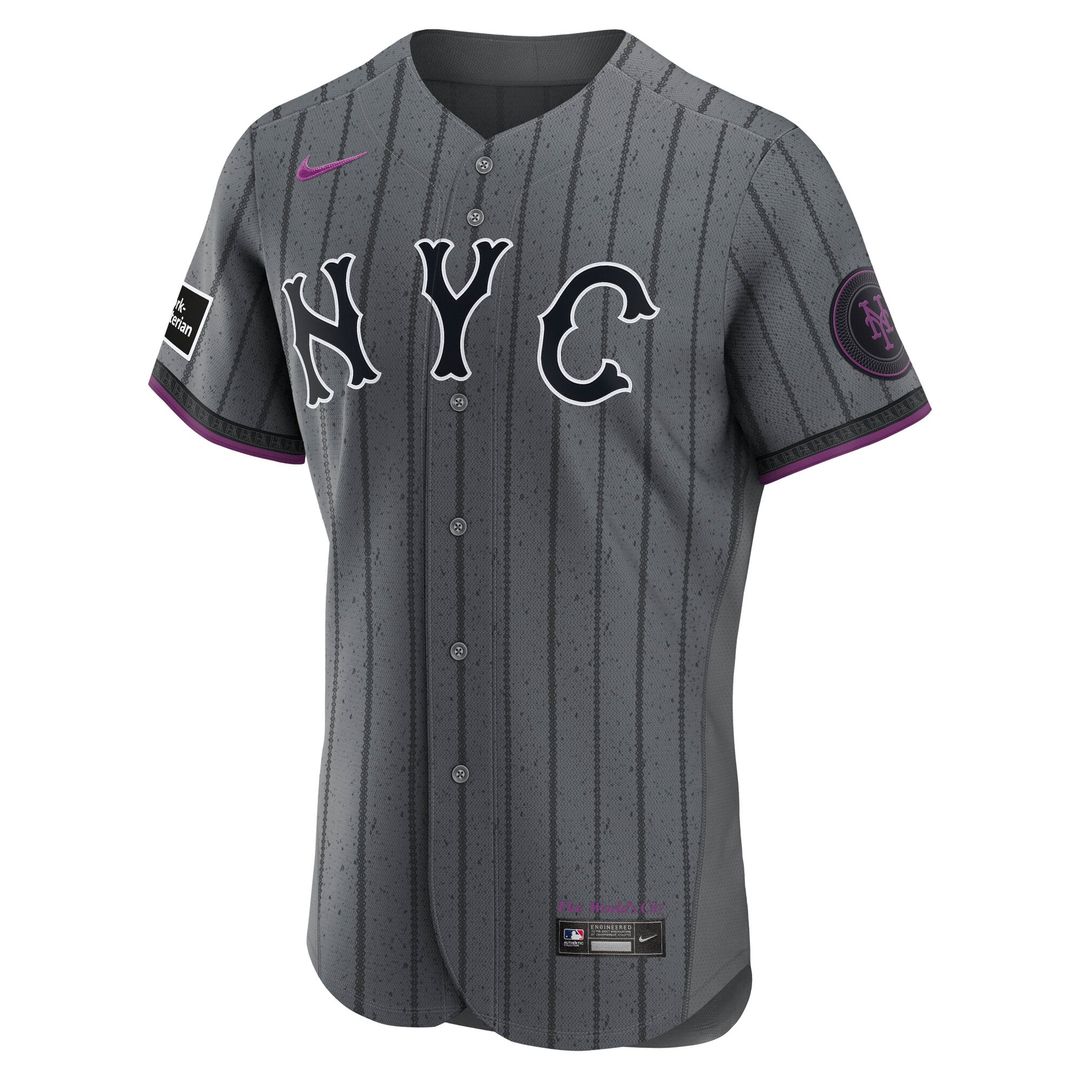 New York Mets Francisco Lindor City Connect Authentic Sponsor Patch Jersey (Gray)