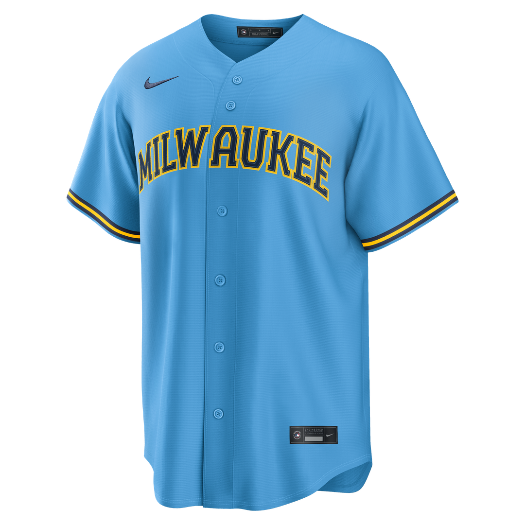 Milwaukee Brewers Jackson Chourio Road Replica Jersey (Light Blue)