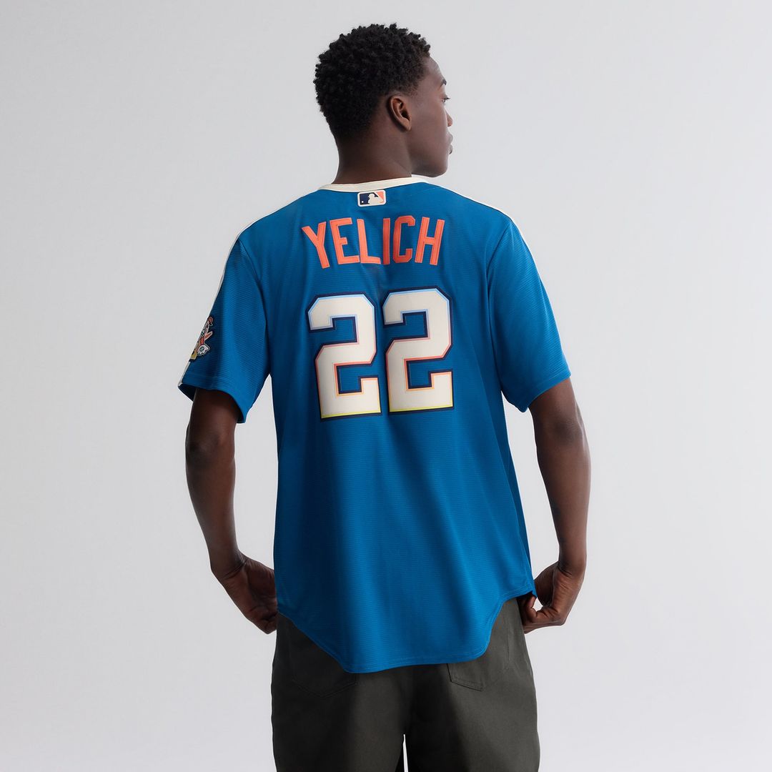 Milwaukee Brewers Christian Yelich 2026 City Connect Stadium Jersey (Mineral Blue)