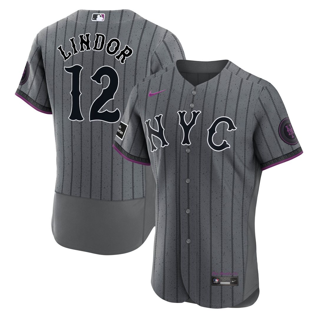 New York Mets Francisco Lindor City Connect Authentic Sponsor Patch Jersey (Gray)