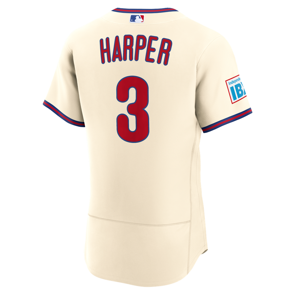 Philadelphia Phillies Bryce Harper Alternate Authentic Sponsor Patch Jersey (Cream)