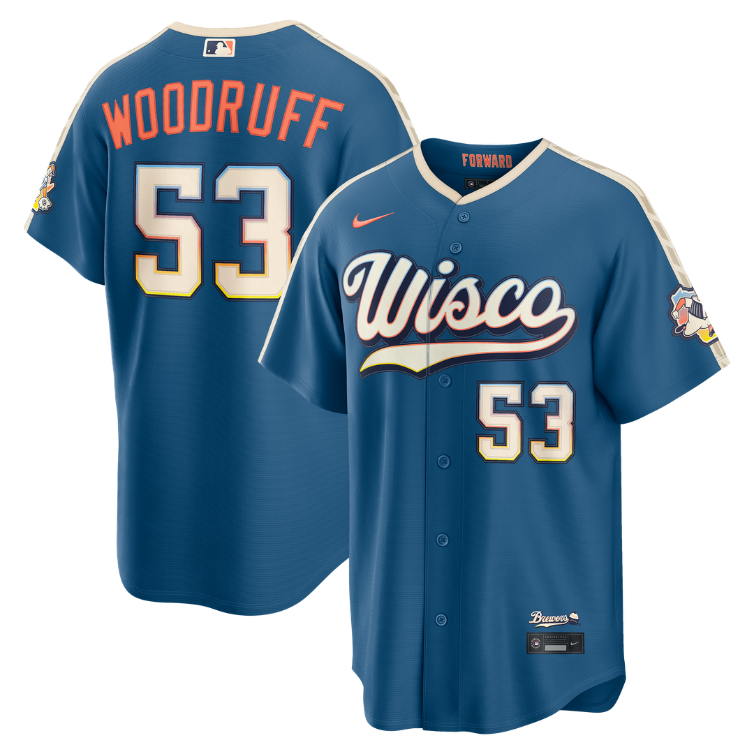 Milwaukee Brewers Brandon Woodruff 2026 City Connect Stadium Jersey (Mineral Blue)