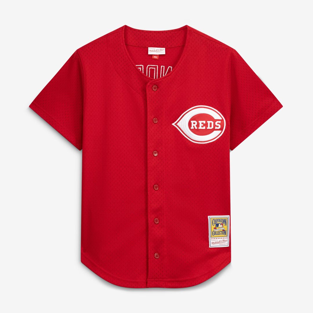 Cincinnati Reds Deion Sanders Cooperstown Mesh Batting Practice Button-Up Jersey (Red)