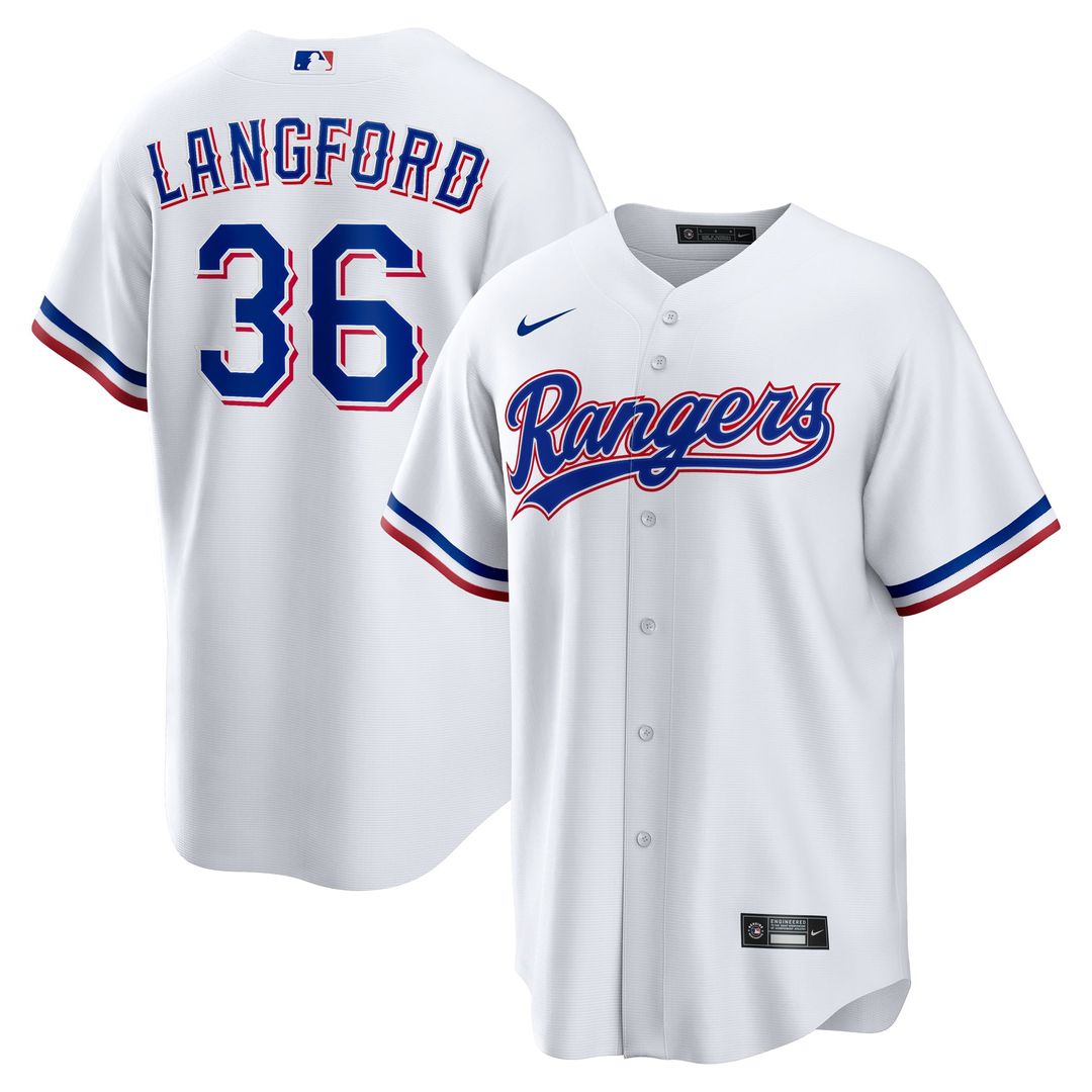 Texas Rangers Wyatt Langford Home Replica Jersey (White)