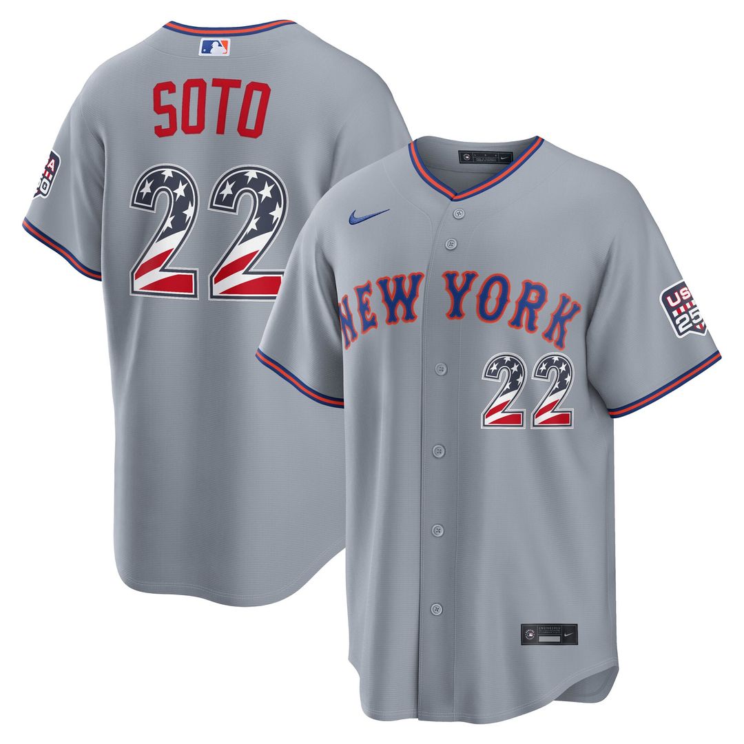 New York Mets Juan Soto USA 250 Fourth of July Road Stadium Jersey (Gray)