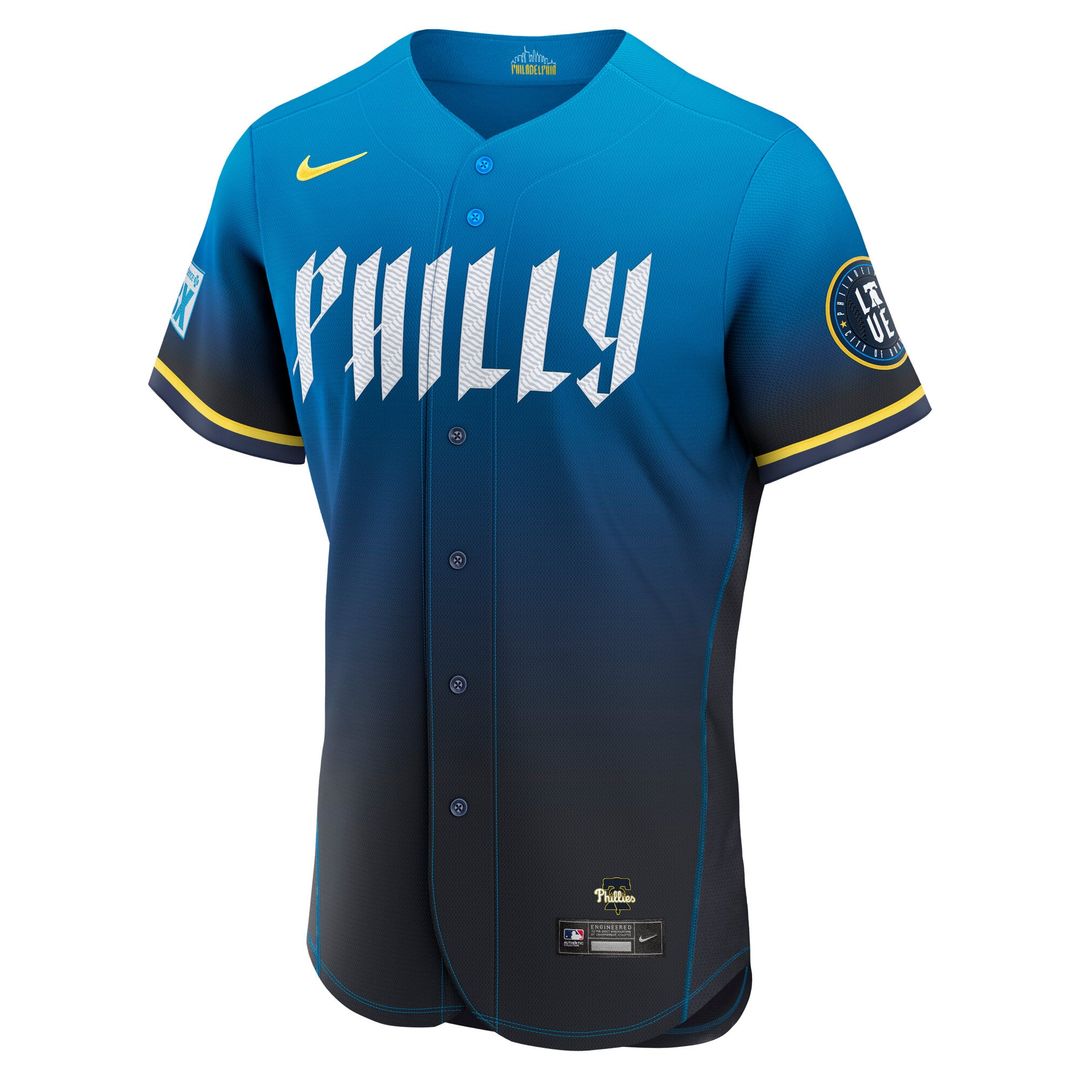 Philadelphia Phillies Trea Turner City Connect Authentic Sponsor Patch Jersey (Navy)