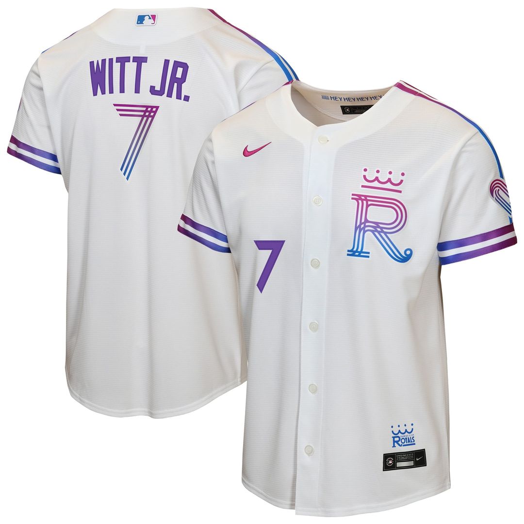 Kansas City Royals Bobby Witt Jr. Youth 2026 City Connect Stadium Jersey (White)