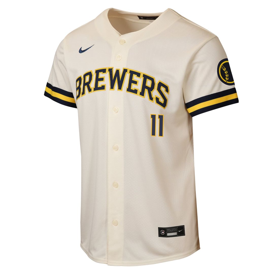 Milwaukee Brewers Jackson Chourio Youth Home Stadium Jersey (Cream)