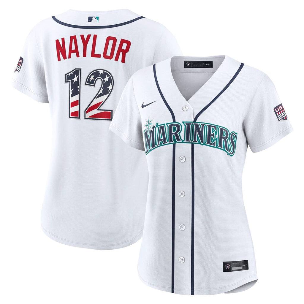 Seattle Mariners Josh Naylor Women's USA 250 Fourth of July Home Stadium Jersey (White)