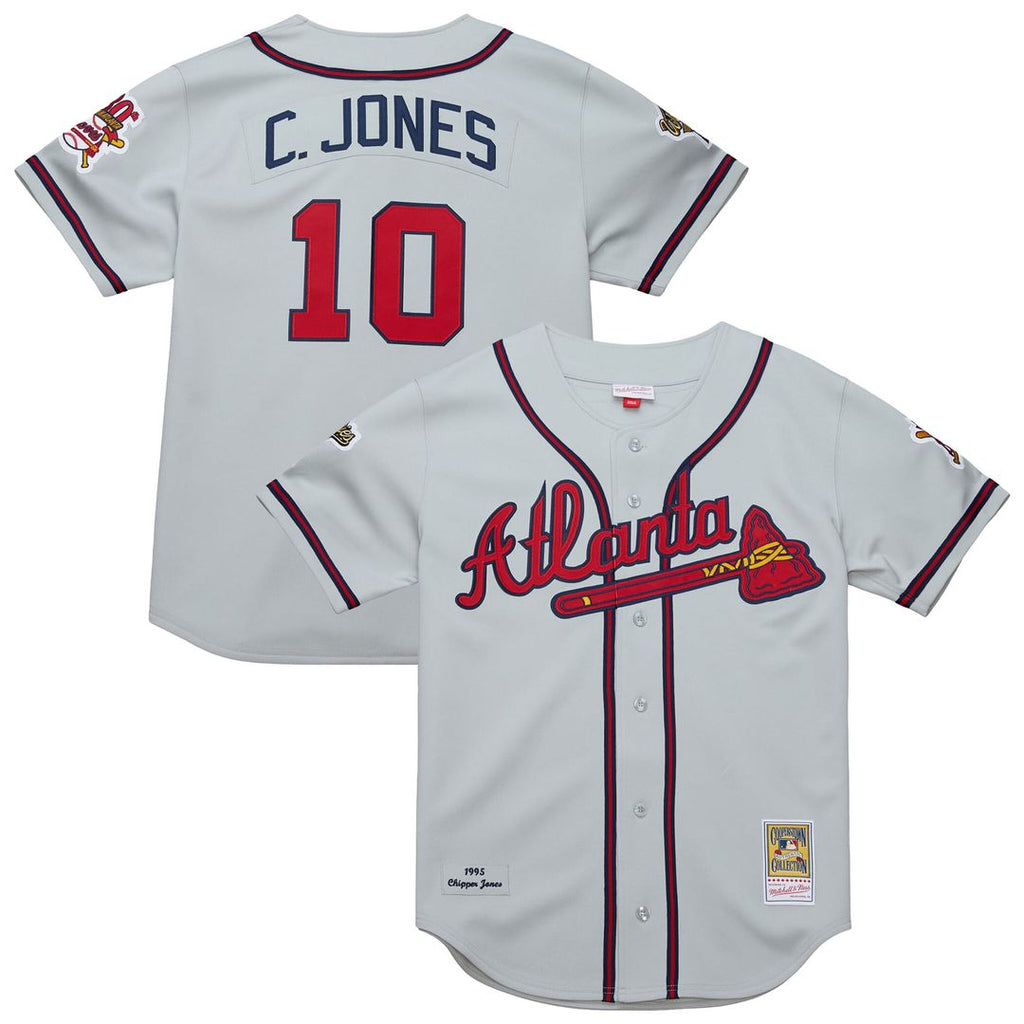 Atlanta Braves Chipper Jones 1995 Throwback Authentic Jersey (Gray)