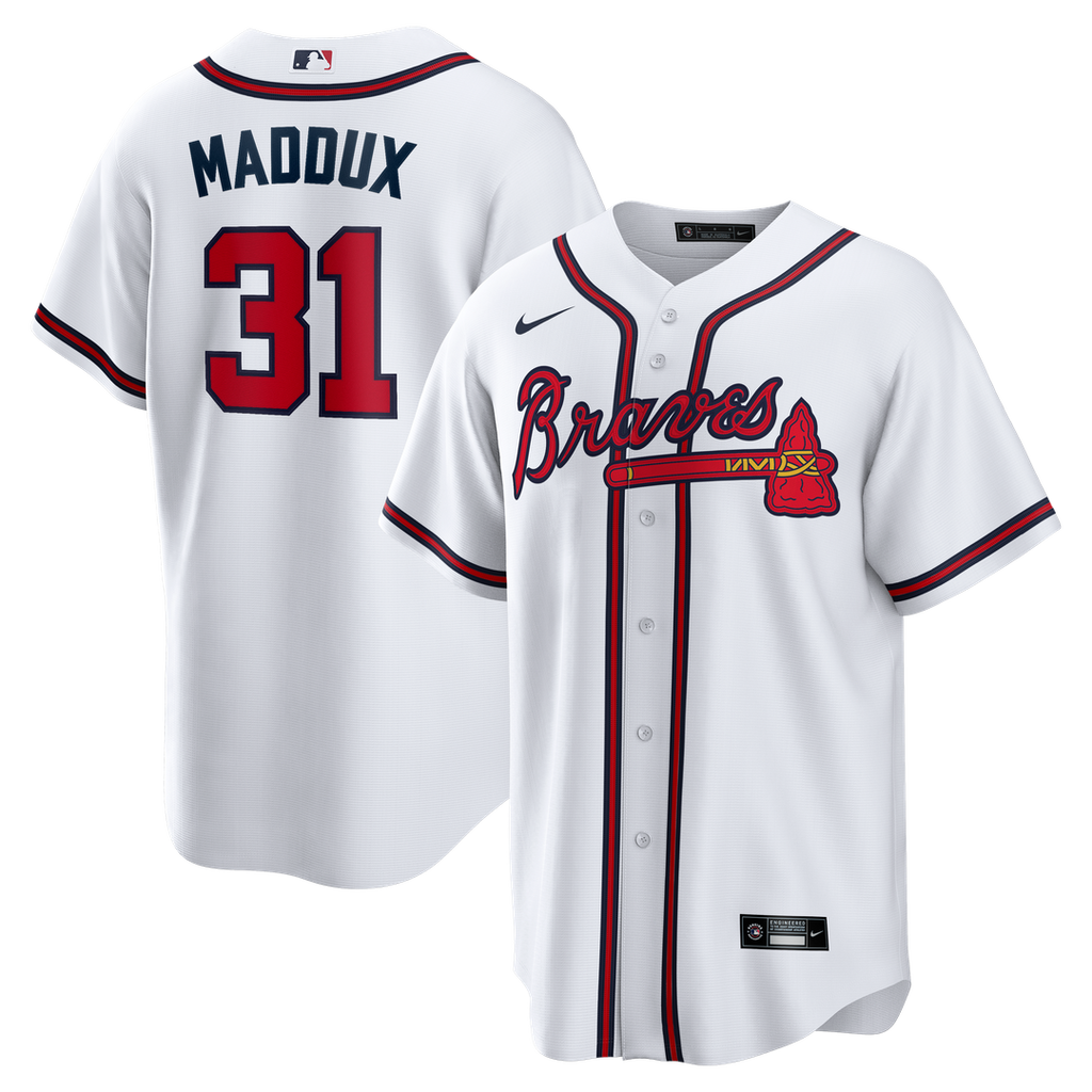 Atlanta Braves Greg Maddux Home Retired Replica Jersey (White)